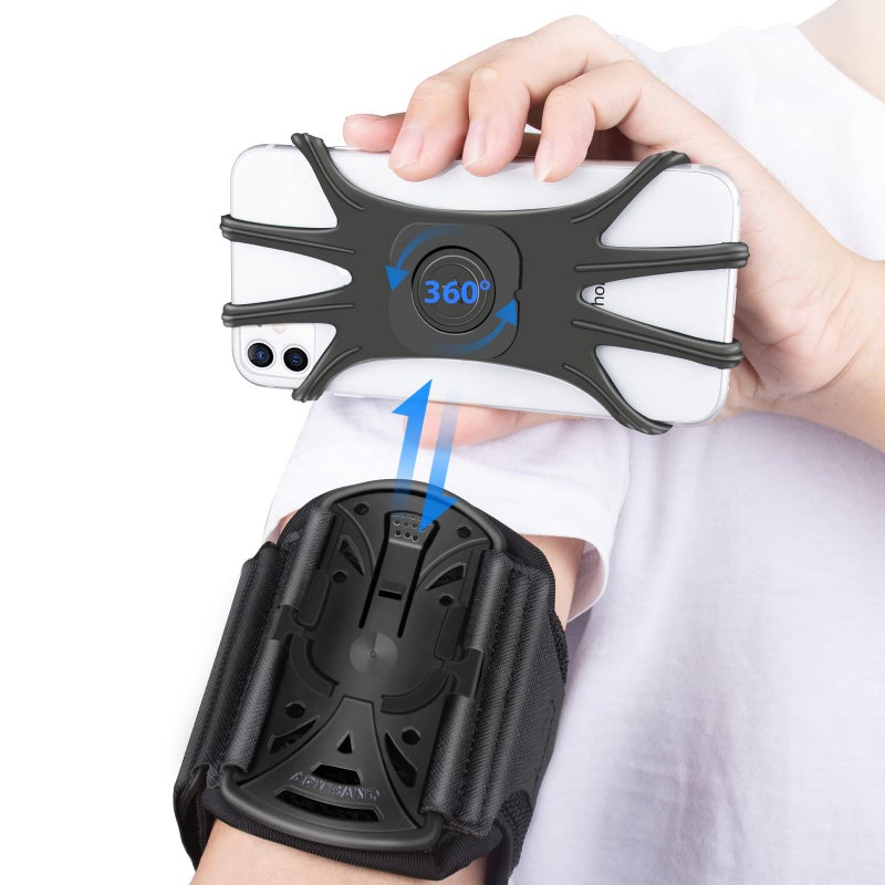 HLOMOM Running Phone Holder Armband for Phone, Detachable & 360Â°Rotated Sports Armband with Key Pocket for iPhone 16/15/14/13 Pro/12 Pro/XS/XR/8/7/6s Plus, for Samsung Galaxy 4''-6.5'' Cellphone - Image 1